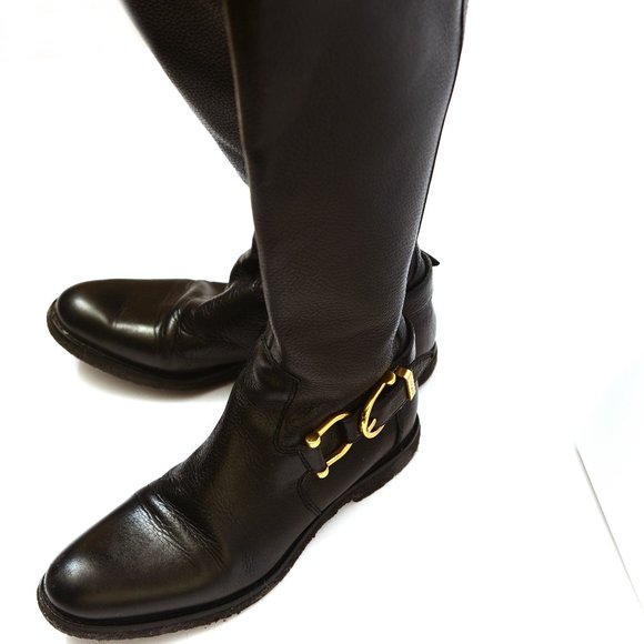** SOLD ** BURBERRY  Black Leather Boots - Picture 2 of 11